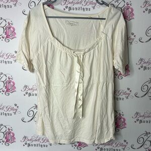 Levi's top ribbon 🎀 tie up milkmaid style white cream Ivory Women's Blouse
